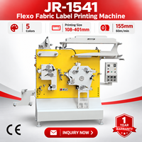 Machine d'impression d'étiquettes textiles flexo 5 couleurs JR-1541, certifiée CE, garantie 1 an, machine d'impression d'étiquettes en rouleau de tissu