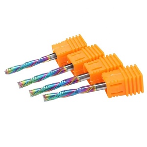 6x25x50 Double Flute Left Spiral Down Cut <b>CNC</b> Router Bit Colorful Nano Coated Milling <b>Cutter</b> Custom OEM Cutting Tool - Product Image 4