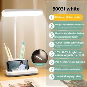 Lampe de chevet LED sans fil pliable au design moderne, lampe de lecture rechargeable sur batterie avec porte-stylo - Product Image 6