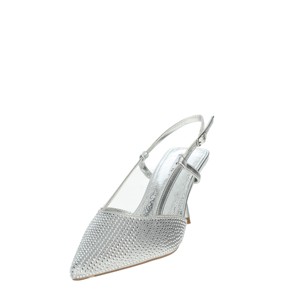 K-9330 in argento pump con Slingback scarpe da sposa di alta qualità con chiusura Slip-On punta aperta tacco a zeppa sottile (8cm) in vera pelle - Product Image 6