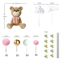 Le dernier ensemble de 33 pièces de décorations de gâteau Ours avec nœuds, étoiles et nuages pour les fêtes d'anniversaire des enfants