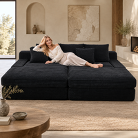 Canapé d'angle moderne en velours surdimensionné, super confortable, mobilier de luxe, canapé-lit en tissu premium, compressé