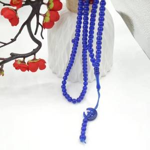 Misbaha étnica de resina pulida redonda de 8 mm con 99 cuentas y colgante de estrella y luna conectados, Zikr islámico portátil - Product Image 1