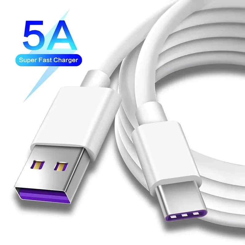Кабель USB Type-C, 1 м, 2 м, 5 А, быстрая зарядка 3,0 Для Huawei