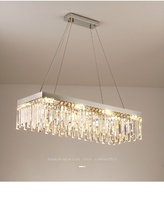 Luminaire suspendu rectangulaire moderne vintage de luxe en cristal K9 pour îlot de cuisine et salle à manger, à LED, dimmable et économe en énergie