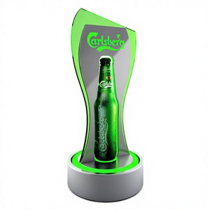 Présentoir à vin contemporain en acrylique à LED Solution de stockage lumineuse moderne pour une présentation élégante des bouteilles de vin - Product Image 1