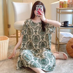 <span class=keywords><strong>Camicia</strong></span> <span class=keywords><strong>da</strong></span> <span class=keywords><strong>notte</strong></span> <span class=keywords><strong>da</strong></span> donna taglie forti abito stampato ampio Casual per la casa gonna <span class=keywords><strong>da</strong></span> pigiama in <span class=keywords><strong>viscosa</strong></span> morbida 50-90KG può indossare <span class=keywords><strong>camicia</strong></span> <span class=keywords><strong>da</strong></span> <span class=keywords><strong>notte</strong></span> - Product Image 3