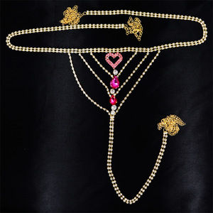 Cadena de bragas de cristal con diamantes B2474, cadena corporal brillante plateada con circonitas, cadena para bikini de playa - Product Image 6