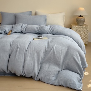 Ensemble de linge de lit de luxe léger, couleur unie, motif à volants, 4 en 1, housse de <span class=keywords><strong>couette</strong></span>, drap plat, taies d'oreiller - Product Image 2