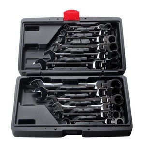 Dual Purpose Ratchet Wrench Set 12 Piece Carbon Steel Adjustable Fixed Head 72 Teeth Home Use <b>Tool</b> <b>Case</b> - Product Image 1