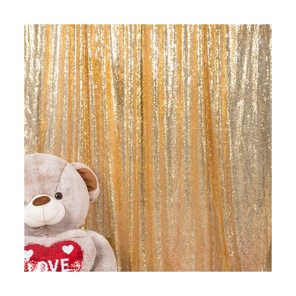 2020 nuovo Arrivo A Buon Mercato Su Misura di Nuovo Disegno 4ft x 6ft Luce oro paillettes drape Wedding Scenografia Tessuto