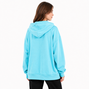 Sudadera con capucha y cremallera con logotipo OEM personalizado al por mayor, tela de algodón de alta calidad, tela sostenible, estilo urbano informal para uso diario, sudaderas para mujer - Product Image 2