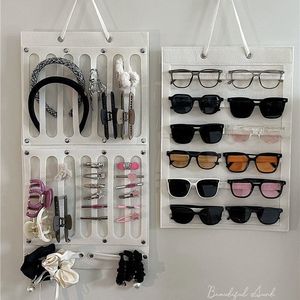 Wall Mounted Jewelry Organizer Storage Bag With <b>Hooks</b> For Hair <b>Clips</b> Glasses And Accessories Punch Free Non Woven Fabric - Product Image 4