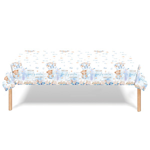 Assiettes en papier rondes à impression numérique motif ours en peluche aquarelle bleue, 60-80 pièces, décorations de table pour fête d'anniversaire - Product Image 3