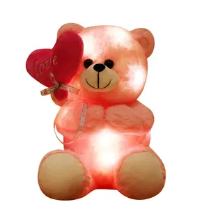 Baru 30cm bercahaya mainan beruang mewah menyala warna-warni hewan boneka Plushie kustom LED domba bebek mainan boneka mewah