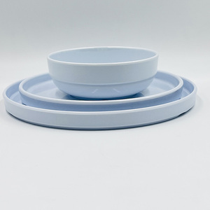 Service de restauration, kit de vaisselle complet en mélamine blanche et noire, assiettes et bols pour les événements de banquet - Product Image 6