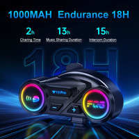 Interkom Helm Motor Kustom OEM/ODM untuk Headset Dual 6.0 Chip Efek Warna RGB Lampu Plastik ABS Tahan Air IPX6