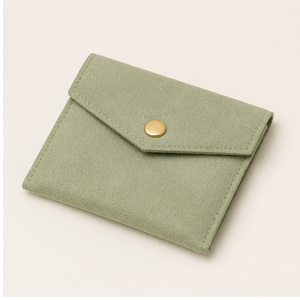 Étui d'emballage pour bijoux en microfibre personnalisé avec rabat à bouton pour carte de bague - Product Image 2