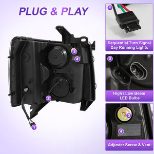 Vente directe d'usine Phare LED complet pour Chevrolet <span class=keywords><strong>Silverado</strong></span> 1500 / 2500HD / 3500HD 2007-2013 Phares automobiles LED - Product Image 3