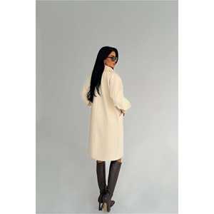 Abrigo de Cachemira Beige Vintage Otoño/Invierno, Gabardina Larga con Cierre de un Solo Botón, Reversible, Tallas XS-XL, Transpirable, con Estampado de Rayas - Product Image 1