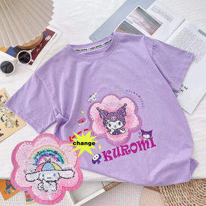 2025 é<span class=keywords><strong>t</strong></span>é réversible retournement paillettes enfants <span class=keywords><strong>T</strong></span>-<span class=keywords><strong>Shirt</strong></span> col rond Style décontracté avec motif de dessin animé vêtement teint pour garçons et filles - Product Image 6