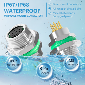 Conector Circular Recto M8 de 8 Pines Hembra para Montaje en Panel, Conector de PCB de Montaje Trasero para Automatización Industrial - Product Image 2