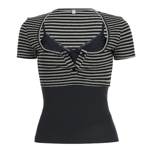 Conjunto sexy de dos piezas con botones y ribete de encaje para mujer - Product Image 6