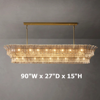 Lustre suspendu moderne de luxe de 54 pouces pour îlot de cuisine, salle à manger, verre transparent, linéaire