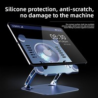 Support d'ordinateur portable en aluminium réglable avec ventilateur de refroidissement, ergonomique, pliable et portable pour bureau et studio