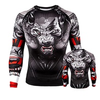 Vêtements de compression de super-héros en gros, manches longues, UPF 50, rashguard en nylon pour adultes, vêtements de protection solaire, inspiration BJJ