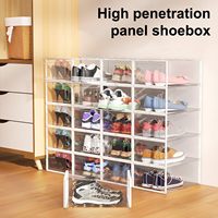 Boîte de rangement pour chaussures en plastique transparent empilable taille 9 pour placard, étagère à chaussures pliable, conteneur pour baskets, bac de rangement