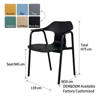 Chaise de salle à manger ergonomique en PP avec dossier incurvé, empilable, siège profilé design, en plastique, pour restaurant, café, hôtel en extérieur