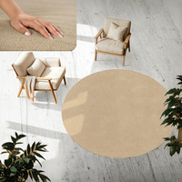 Home Living Room Rug Short Pile Solid Color Modern Design Washable Stain Resistant Polyester Color Dark Beige Size