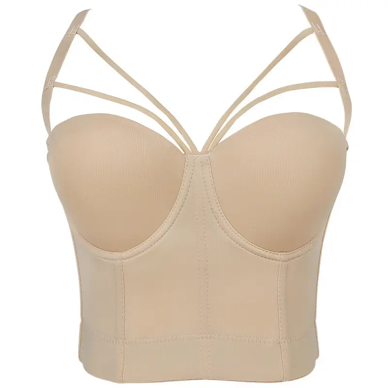 Sexy Rugloze Hemdje Gekruiste Riem Korte Gordel Bustier Uitgehold Taille Trainer Shapewear Dames Vorm Korset Top