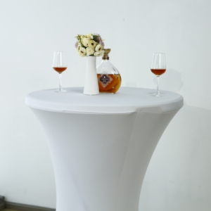 Nappe ronde en polyester et élasthanne de haute qualité, extensible, lavable, personnalisable pour les hôtels, les banquets, les mariages - Product Image 6