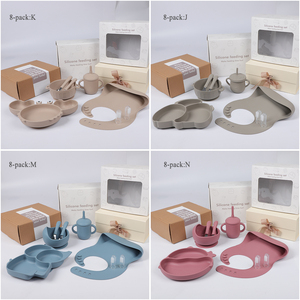 Set de Alimentación para Bebé de Silicona Socan de 8 Piezas con Platos de Succión, Cuenco, Babero y Utensilios Esenciales para Destete Dirigido - Product Image 6