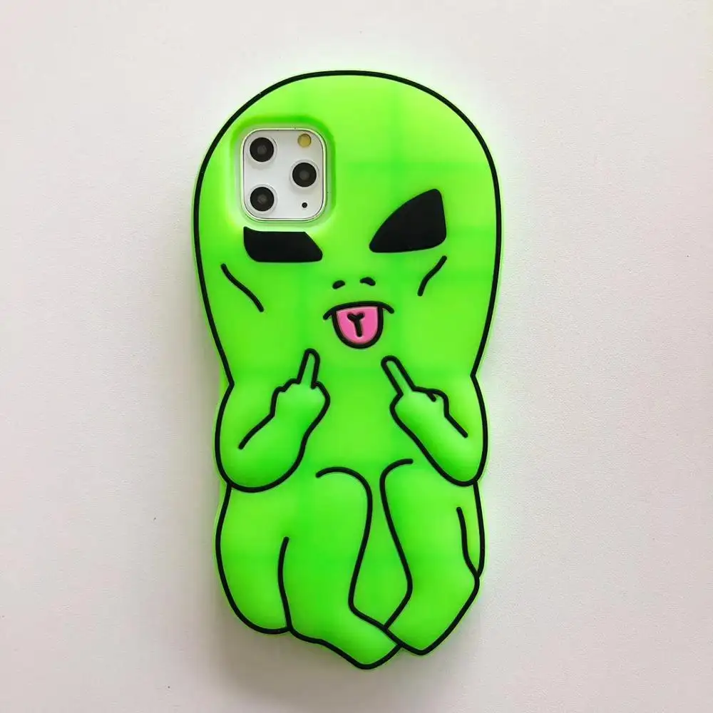 3D Cute Fancy Cartoon Strange Alien Person Silicone Phone Cover Cases For iPhone 11 pro max Casing Accessories