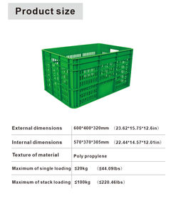 Nhựa Stackable giỏ lưới PP PE 600*400*320 mét tùy chỉnh giỏ nhựa rau Crate - Product Image 6