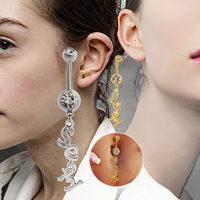 Xinfocus Sexy nombril anneau 14G acier inoxydable nombril Piercing bijoux plaqué or mode Piercing pour femmes hommes