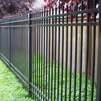 Valla de Seguridad de Hierro Forjado con Recubrimiento de Polvo Negro, Galvanizada, Tubular, de Techo Plano, Tipo Garrison, para Obras de Construcción, 6 Pies