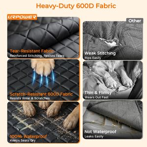 Housse de siège auto pour chien de luxe kaki 600D Oxford, ajustement universel, imperméable, avec rabats latéraux et fermetures éclair, toutes saisons - Product Image 5