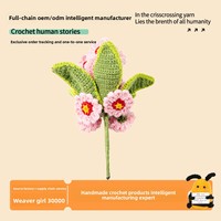 [Meilleure Vente Transfrontalière] Fleurs Artificielles en Fil de Laine Crochetées à la Main, Rose Pâle, Cadeau Souvenir Créatif, Vente en Gros