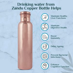 Bouteille d'eau en cuivre de qualité supérieure, sans BPA, écologique, étanche, unisexe, idéale pour le bureau, la salle de sport, les voyages et la maison. - Product Image 4