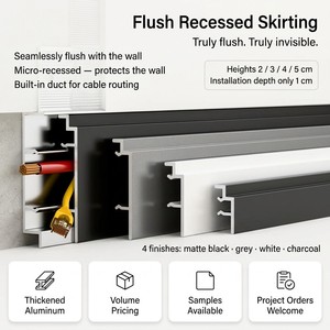<span class=keywords><strong>Plinthe</strong></span> encastrée invisible en alliage d'aluminium, design minimaliste, micro-espacement pour panneaux de <span class=keywords><strong>carrelage</strong></span>, hôtel - Product Image 1