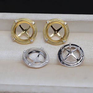 Ensemble de boucles d'oreilles pendantes sans broche en argent S925, base vide plate Mabe de 11,5 mm, accessoires de bricolage, plaqué or 25 mm, fil de 20 mm, 4078 - Product Image 4