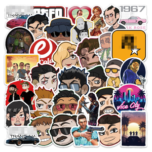 สติกเกอร์ลายกราฟฟิตีเกม <span class=keywords><strong>GTA6</strong></span> แบบใหม่ 60 ชิ้น สำหรับตกแต่งขวด แล็ปท็อป แผ่นสติกเกอร์ตัวละครคลาสสิก - Product Image 1