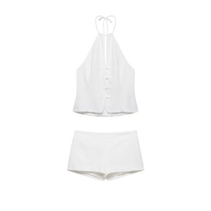 <span class=keywords><strong>Ensemble</strong></span> décontracté 2 pièces pour <span class=keywords><strong>femme</strong></span>, nouvelle collection 2026 : haut sans manches à col boutonné et mini-short <span class=keywords><strong>chic</strong></span> rétro - Product Image 1