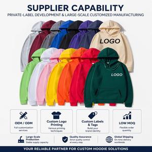 Sweat-shirts à capuche d'hiver en coton lourd 100% avec logo personnalisé multicolore, coupe décontractée, poche avant, streetwear urbain - Product Image 4