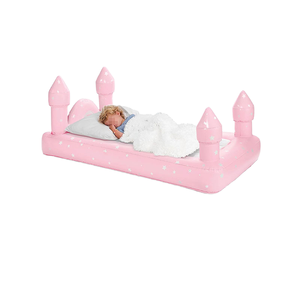 Lit de voyage gonflable pliable moderne en PVC rose pour enfants, idéal pour les séjours à la maison et le camping - Product Image 1