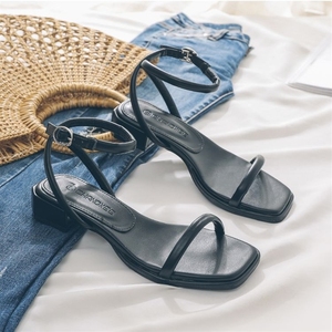 2024 nuova <span class=keywords><strong>linea</strong></span> con tacco basso a testa quadrata scarpe romane Open Toe estate sandali da spiaggia basse <span class=keywords><strong>donna</strong></span> - Product Image 2